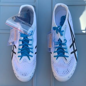 ASICS White/Black/Blue, Unisex M8/W10 Spikes